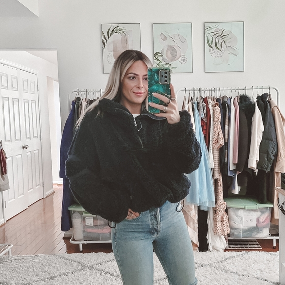 Free People Jackets & Blazers - Free people movement navy teddy pullover jacket NWOT